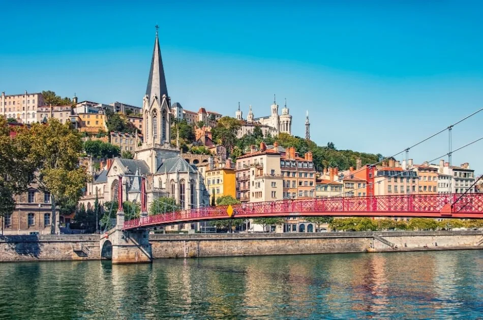 things to do in Lyon beautiful view of canal upper bridge and near the buildings