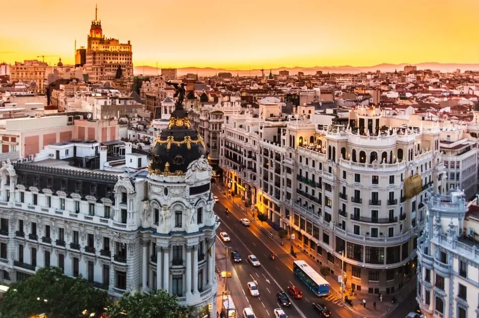 Beautiful view of a city city at the sunset things to do in Madrid